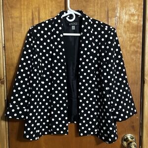 Kasper Black And White Polka Dot Blazer Size 16 Women's